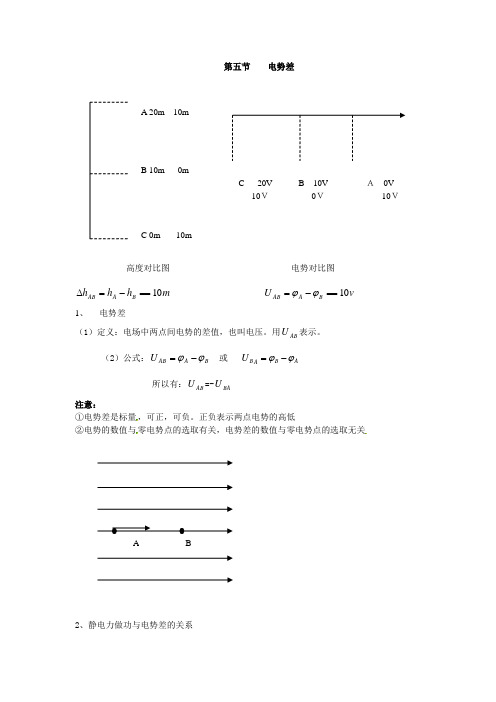 物理3-1 第一章 第五节 电势差