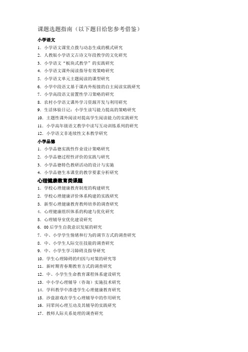 课题选题指南(2015.2.5)
