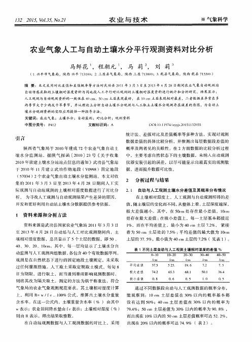 农业气象人工与自动土壤水分平行观测资料对比分析