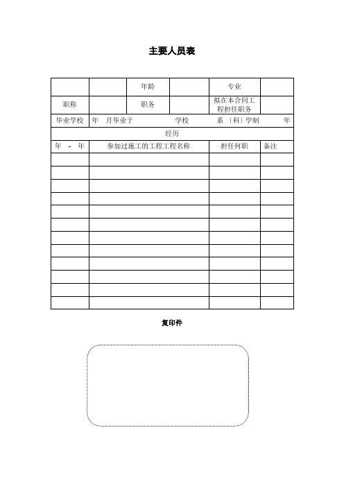 主要人员简历表
