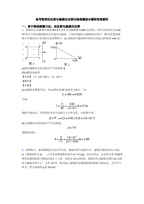 高考物理法拉第电磁感应定律压轴难题综合题附答案解析