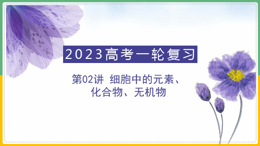 专题02细胞中的元素化合物无机物(精讲课件)-2023年高考生物一轮复习(新教材新高考)