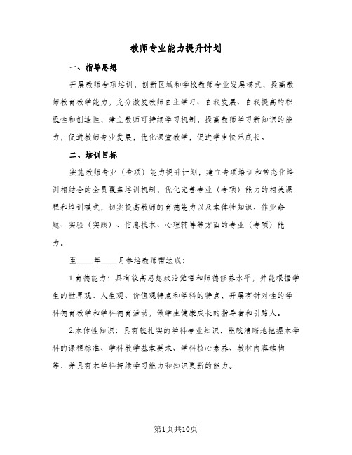 教师专业能力提升计划（四篇）