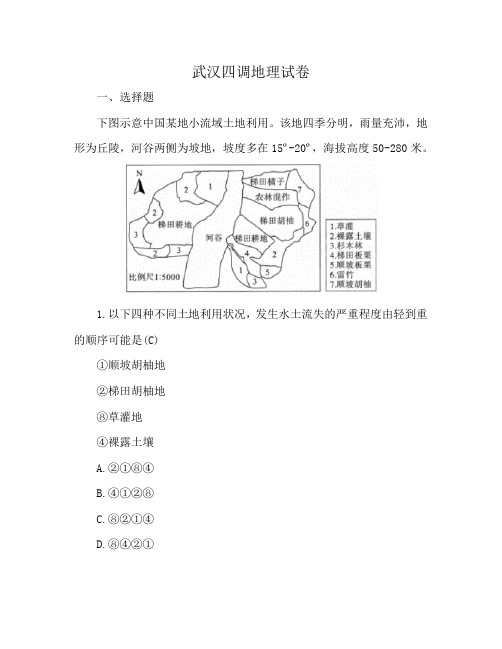 武汉四调地理试卷