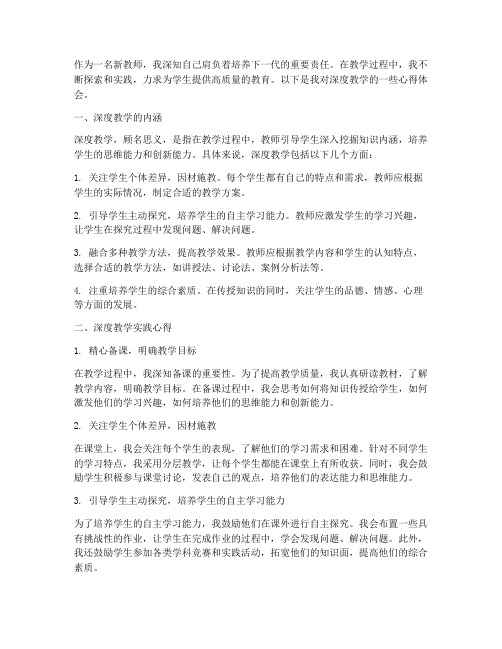 新教师深度教学心得体会