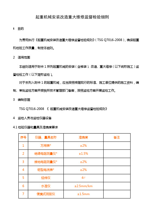 起重机械安装改造重大维修监督检验细则