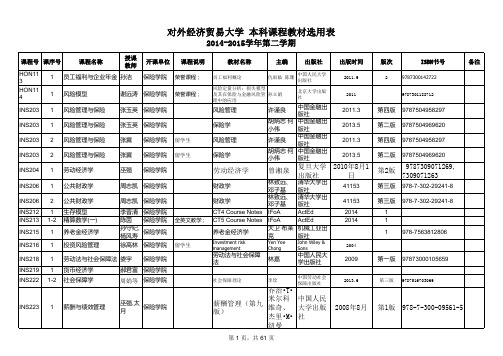 对外经济贸易大学春季学期书单