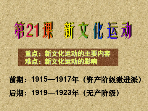 岳麓版高中历史必修3 第五单元第21课 新文化运动-课件(共16张PPT)