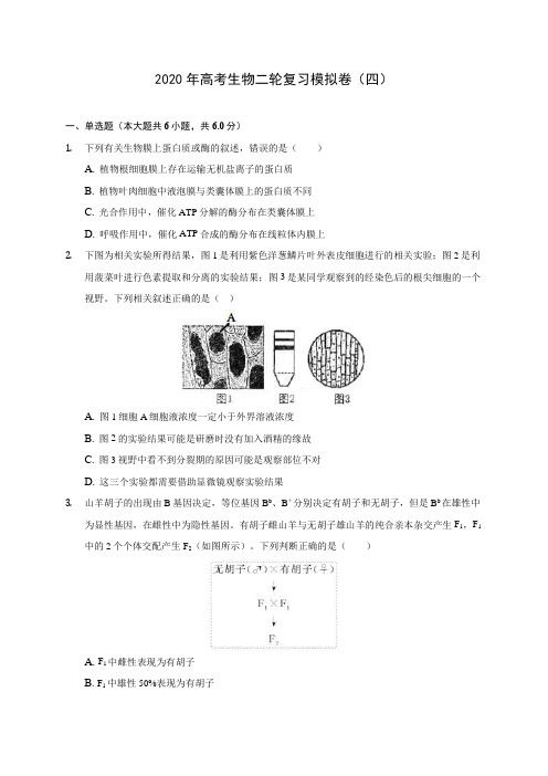 【精品试卷】2020年高考生物二轮复习模拟卷(四)(含答案解析)