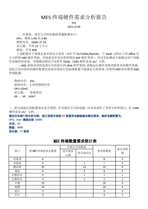 终端硬件需求分析报告