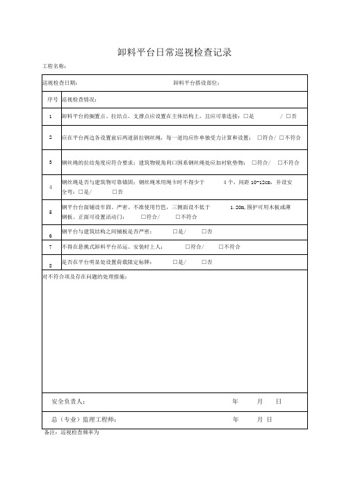 卸料平台日常巡视检查记录