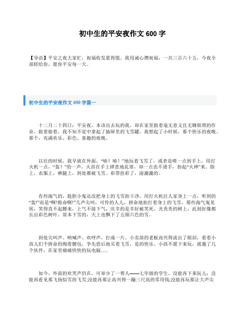 初中生的平安夜作文600字