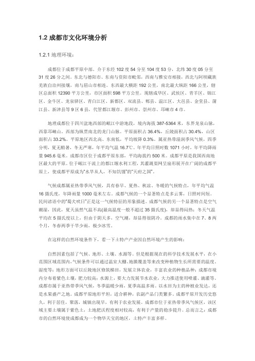 成都市文化环境分析