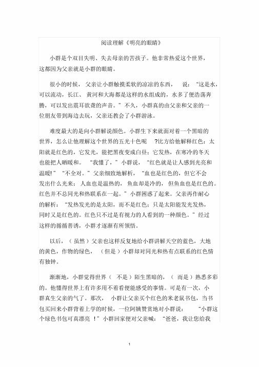 《明亮的眼睛》阅读及答案课件.doc