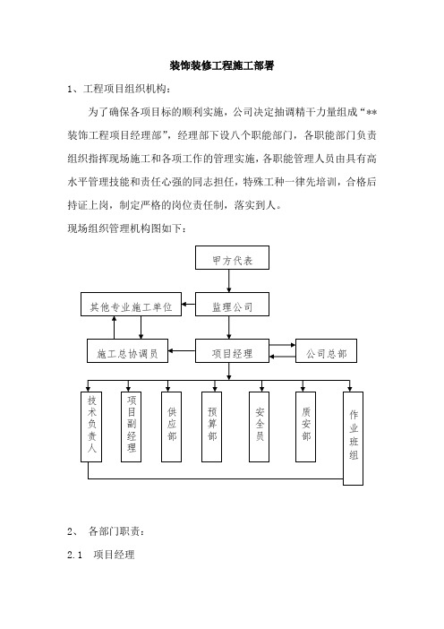 装饰装修工程施工部署