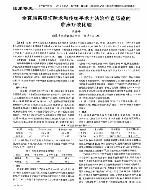 全直肠系膜切除术和传统手术方法治疗直肠癌的临床疗效比较