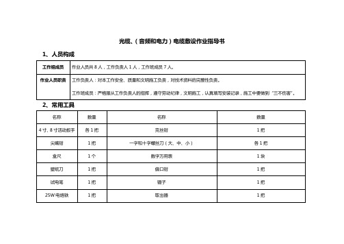 光缆、(音频和电力)电缆敷设作业指导书