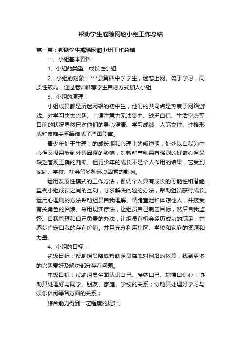 帮助学生戒除网瘾小组工作总结