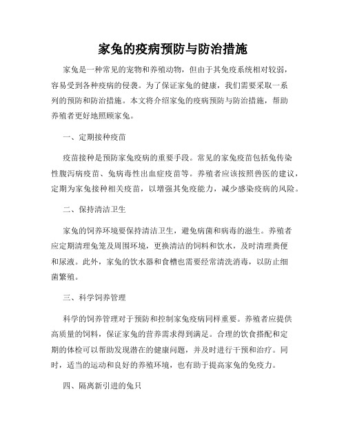 家兔的疫病预防与防治措施