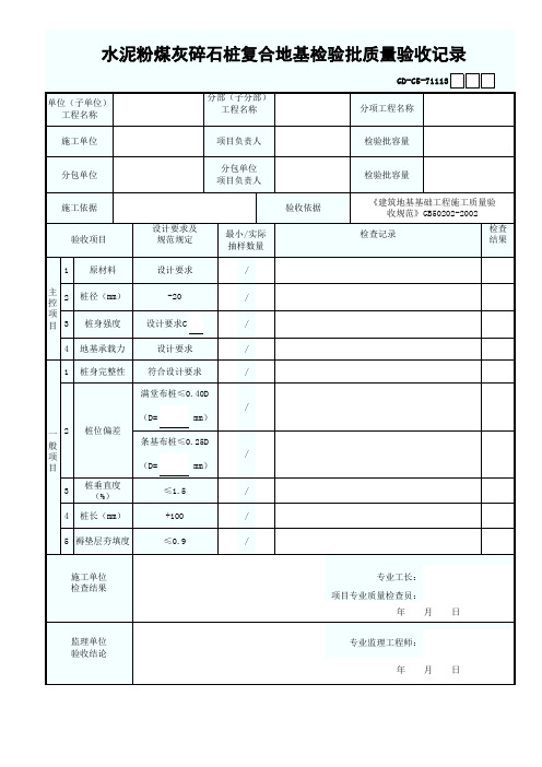 水泥粉煤灰碎石桩复合地基检验批质量验收记录