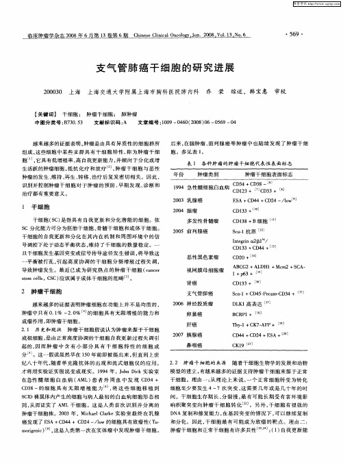 支气管肺癌干细胞的研究进展