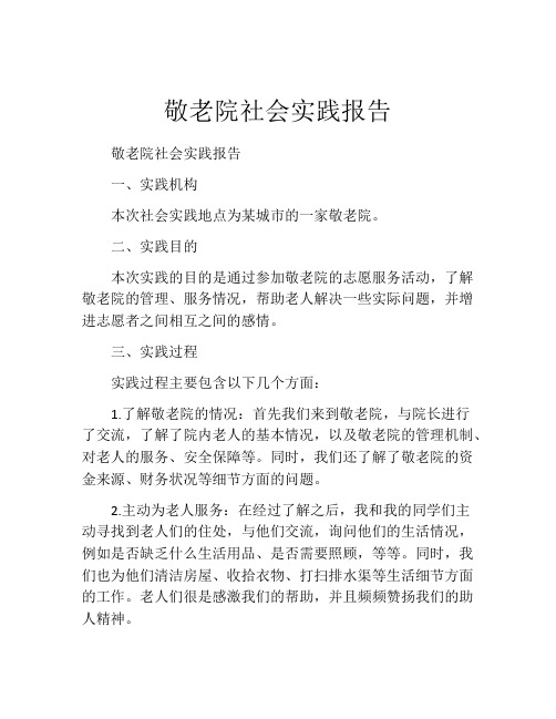 敬老院社会实践报告(精选10篇)