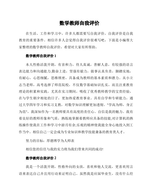 数学教师自我评价