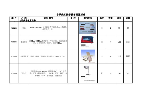 小学美术教学设备配置标准