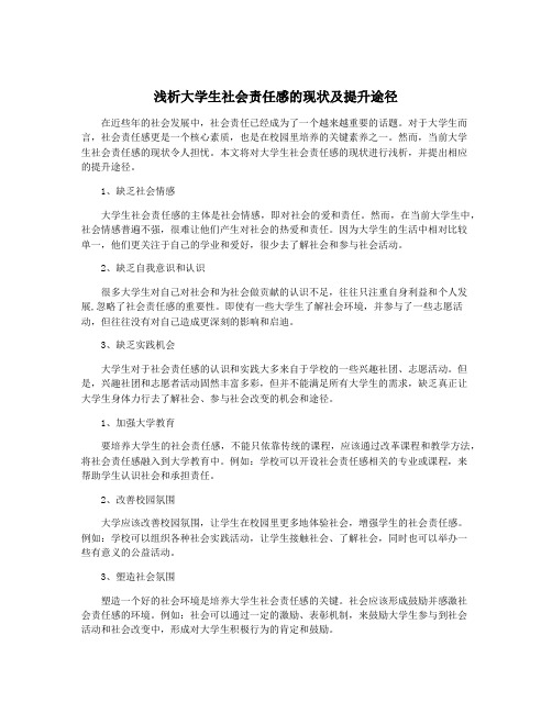 浅析大学生社会责任感的现状及提升途径