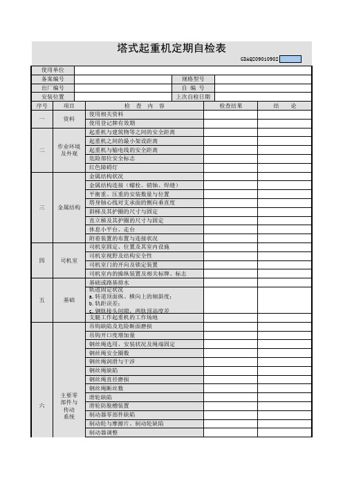 塔式起重机定期自检表