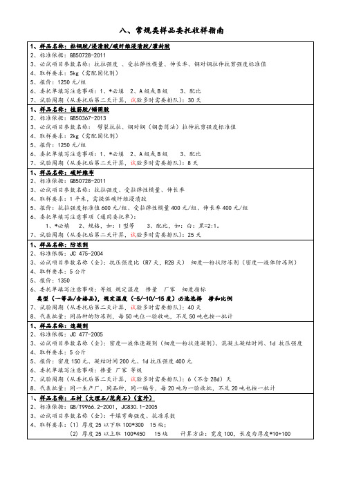 常规其他材料类取样指南