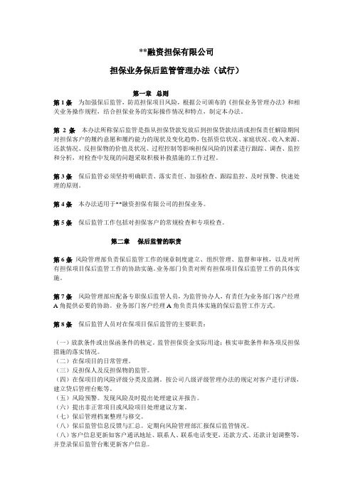 融资担保公司保后监管管理办法模版