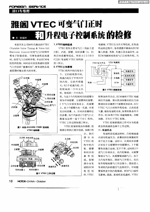 雅阁VTEC可变气门正时和升程电子控制系统的检修