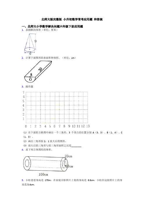 北师大版完整版 小升初数学常考应用题 和答案