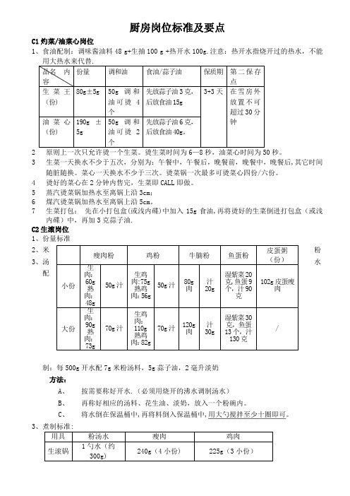 真功夫 餐饮厨房岗位标准及要点流程