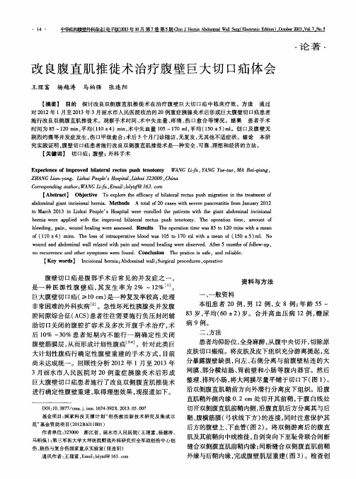 改良腹直肌推徙术治疗腹壁巨大切口疝体会