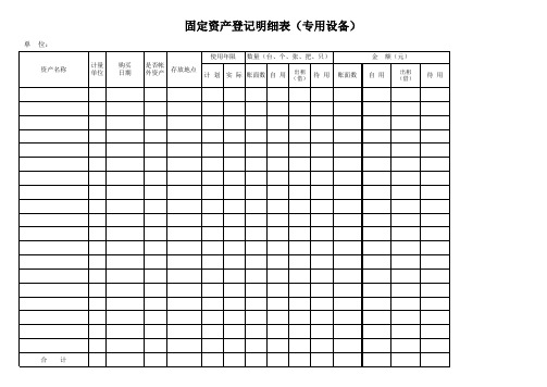 固定资产登记明细表