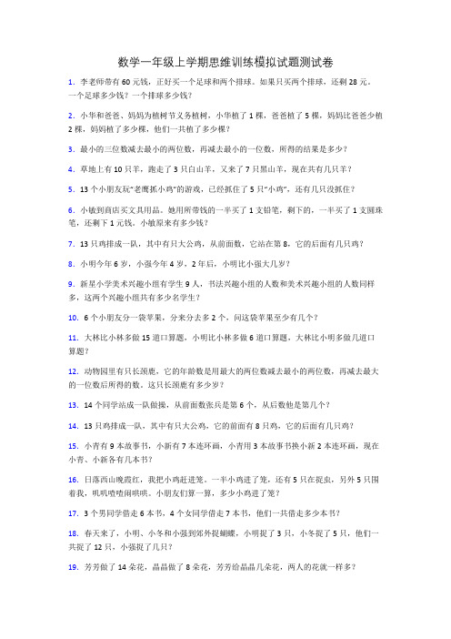 数学一年级上学期思维训练模拟试题测试卷