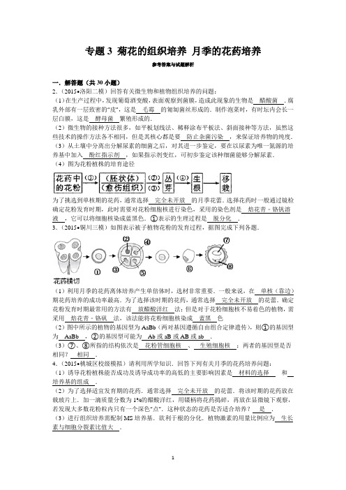 菊花的组织培养 月季的花药培养 植物有效成分提取(教师)