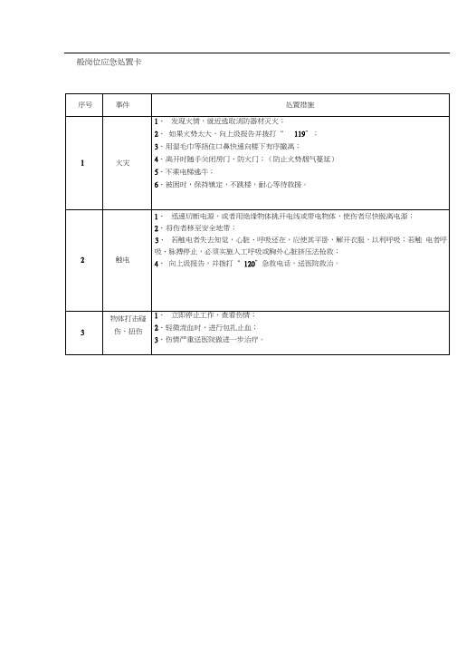 一般岗位应急处置卡