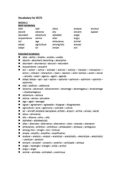 Vocabulary for IELTS