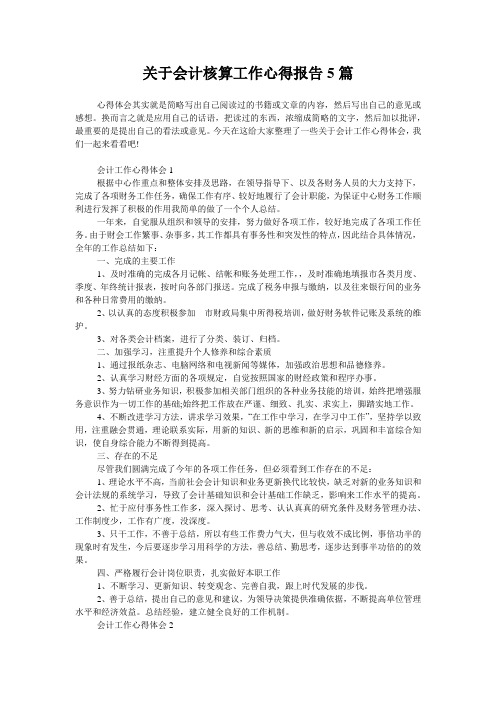 关于会计核算工作心得报告5篇