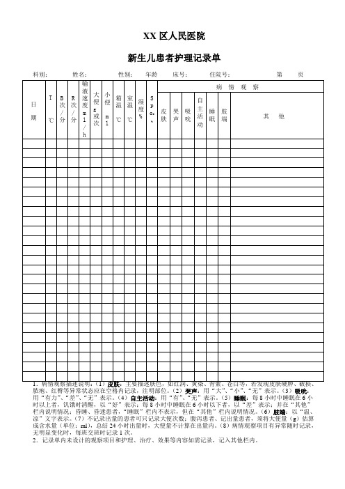 新生儿护理记录