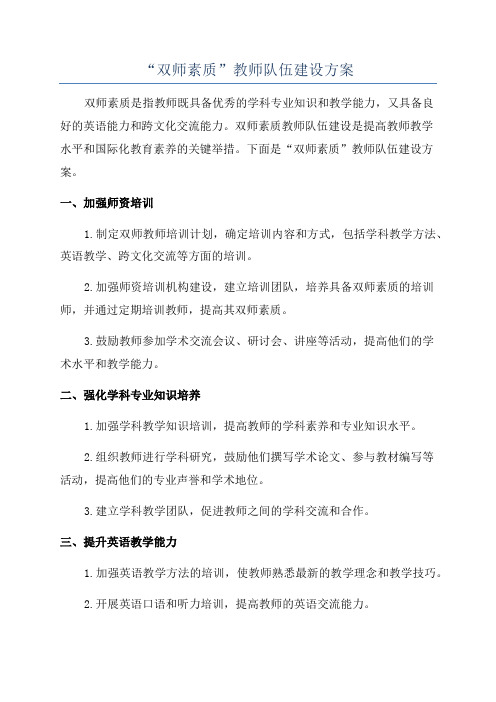 “双师素质”教师队伍建设方案