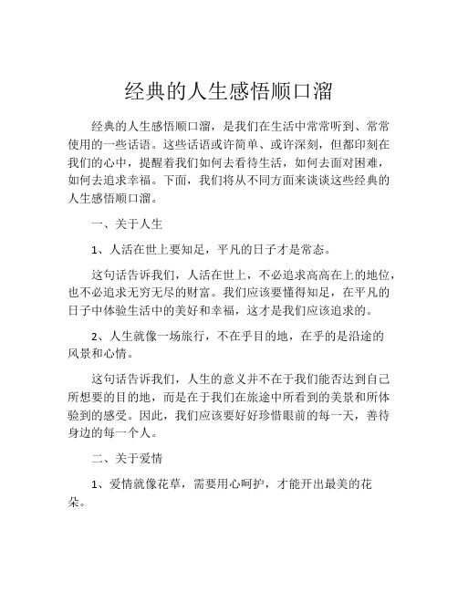 经典的人生感悟顺口溜