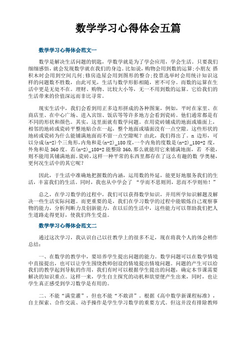 数学学习心得体会五篇