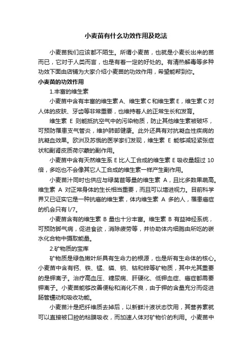 小麦苗有什么功效作用及吃法