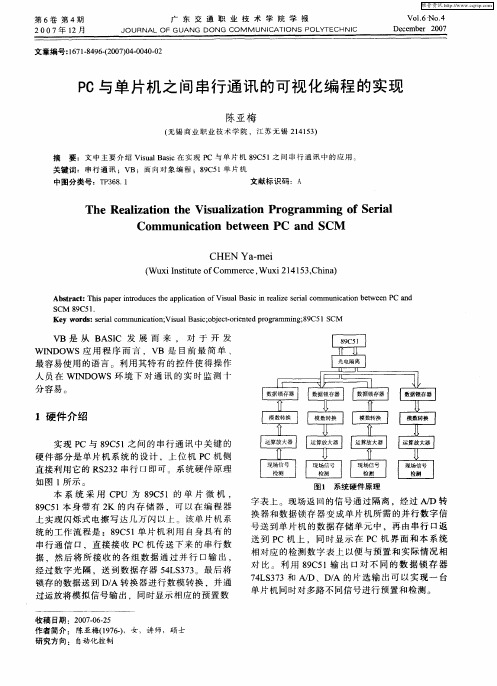 PC与单片机之间串行通讯的可视化编程的实现