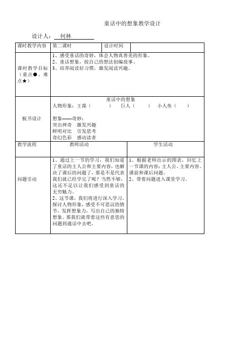 小学语文人教四年级下册(统编)(教研版)第八单元-童话中的想象教学设计