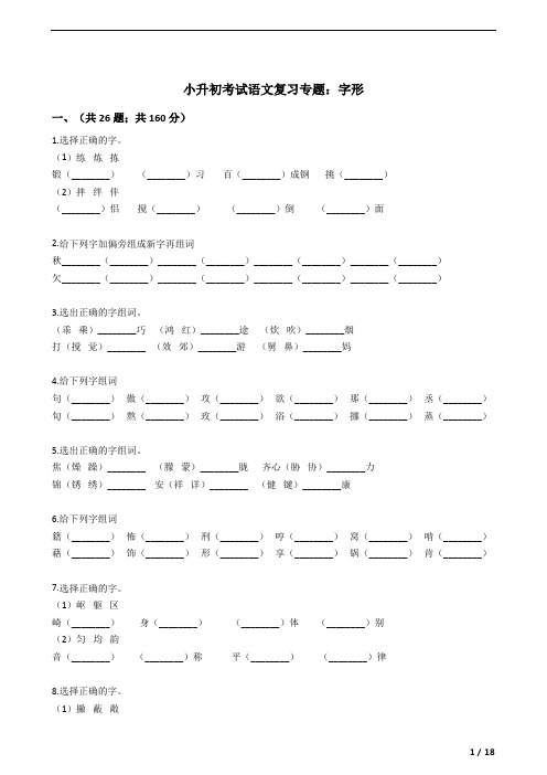 小升初考试语文复习专题字形附答案